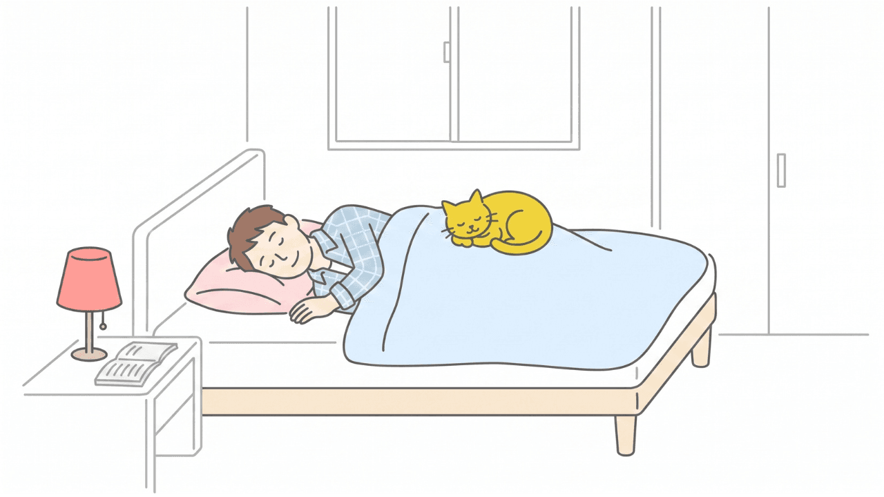 良質な睡眠をとっている男性