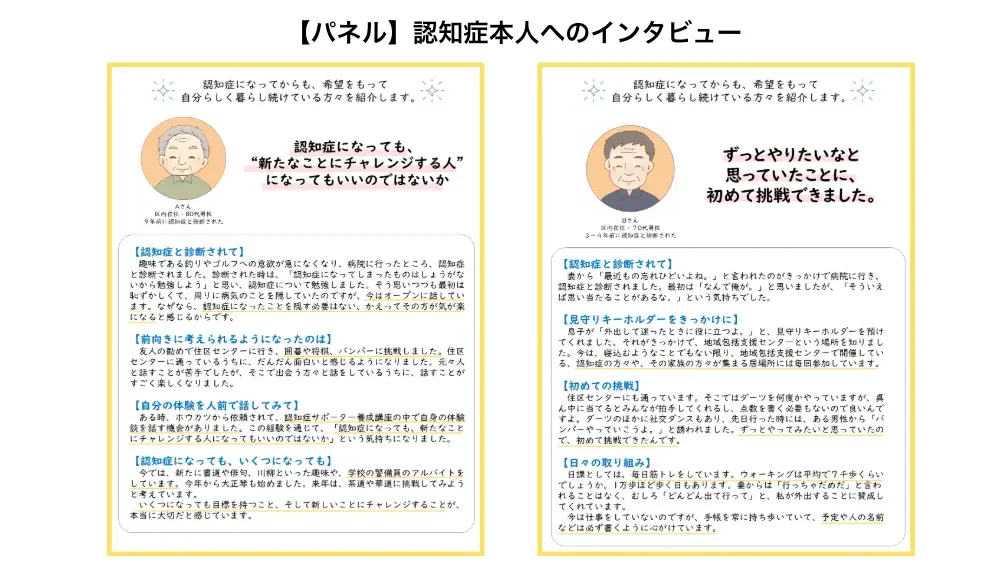 認知症当事者の声を掲載したパネル