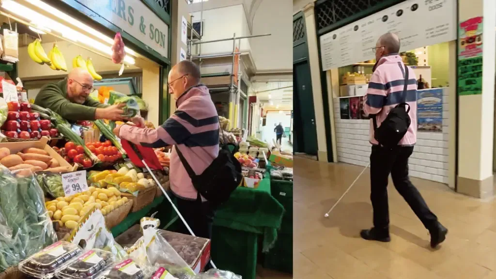 英国でBGMのない状況で買い物をする様子