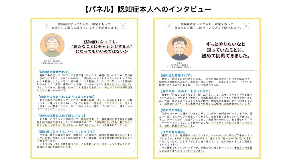 認知症当事者の声を掲載したパネル